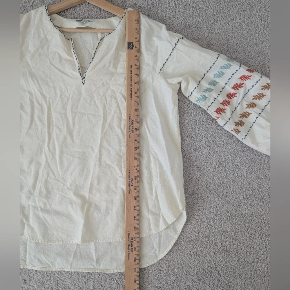 Madewell Womens Shirt Small Ivory Peasant Cottage Embroidered Fall Thanksgiving